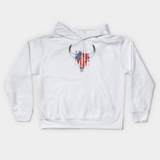 Patriot Cow Skull Kids Hoodie